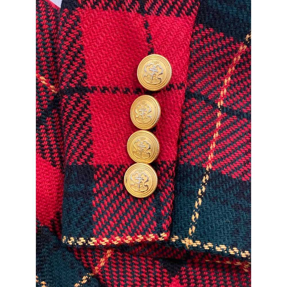 Vintage Talbots Red Tartan Plaid Wool Blazer Jack… - image 4