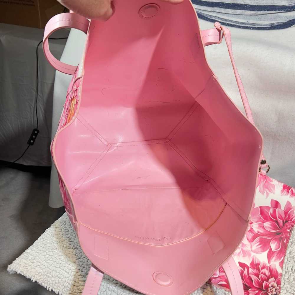 1 Tabitha Webb Pink Floral Vinyl Tote Bag Wristle… - image 12