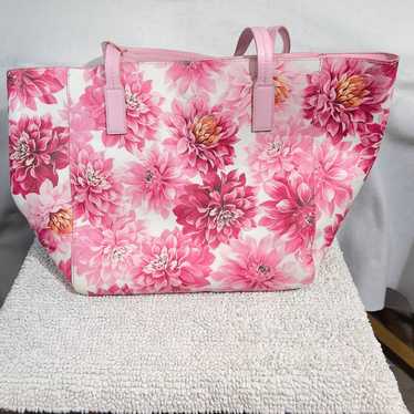 1 Tabitha Webb Pink Floral Vinyl Tote Bag Wristle… - image 1