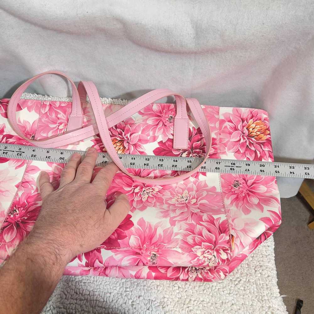 1 Tabitha Webb Pink Floral Vinyl Tote Bag Wristle… - image 9