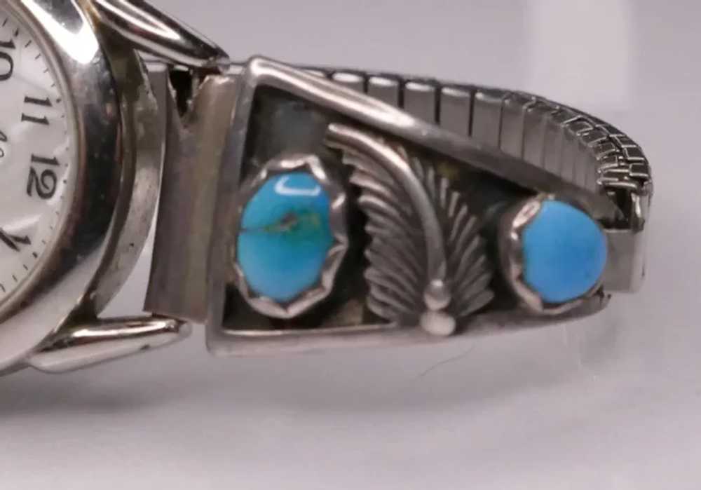 Sterling Silver & Blue Stone Native American Nava… - image 2
