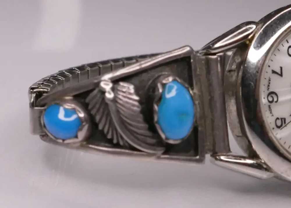 Sterling Silver & Blue Stone Native American Nava… - image 3