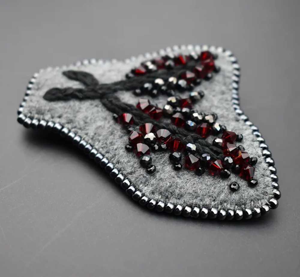 Crystal branch brooch for women, seed bead embroi… - image 2