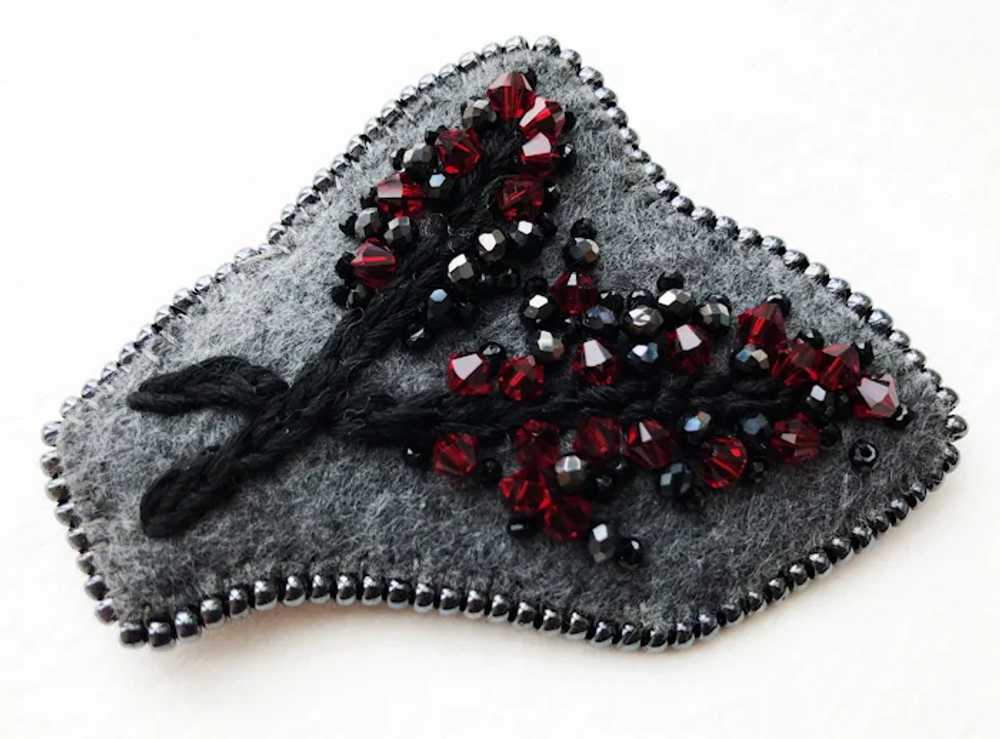 Crystal branch brooch for women, seed bead embroi… - image 7