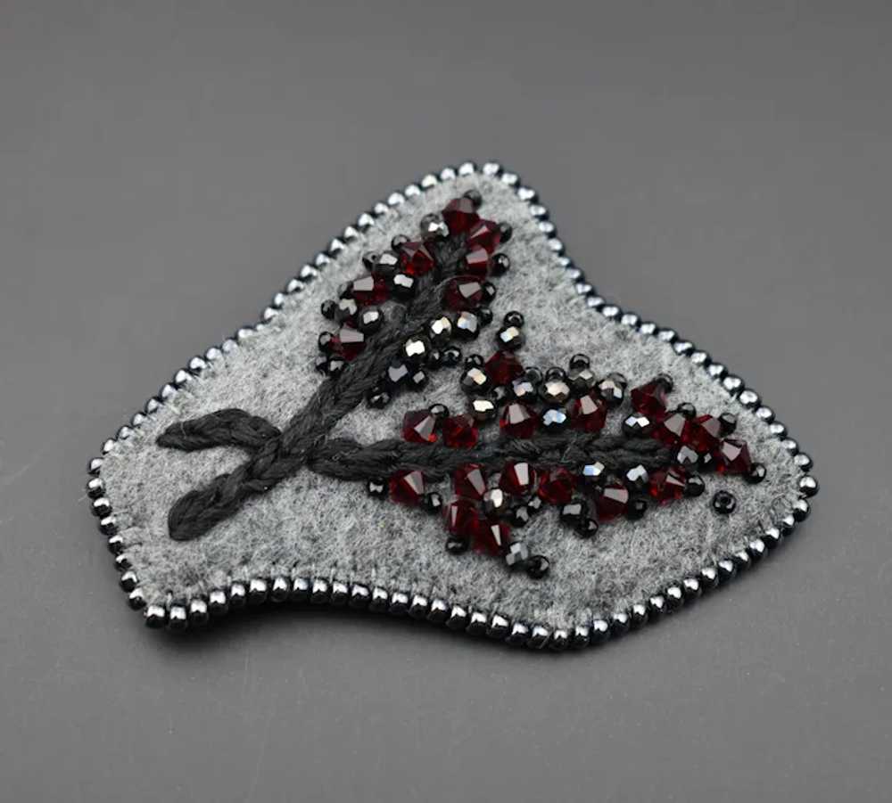 Crystal branch brooch for women, seed bead embroi… - image 9