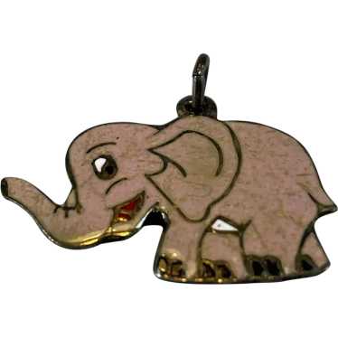 Sterling Silver and Enamel Pink Elephant Charm