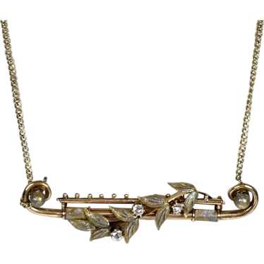 Unique Victorian 14K Rose Gold Diamond Necklace
