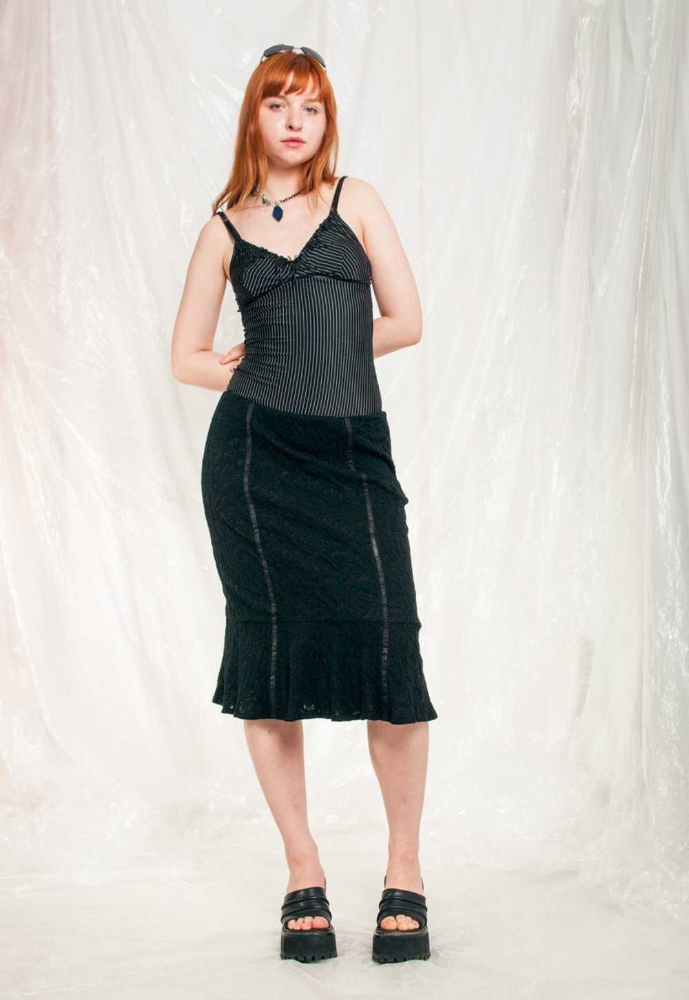 Vintage Skirt Y2K Lace Frill Midi in Black - image 3