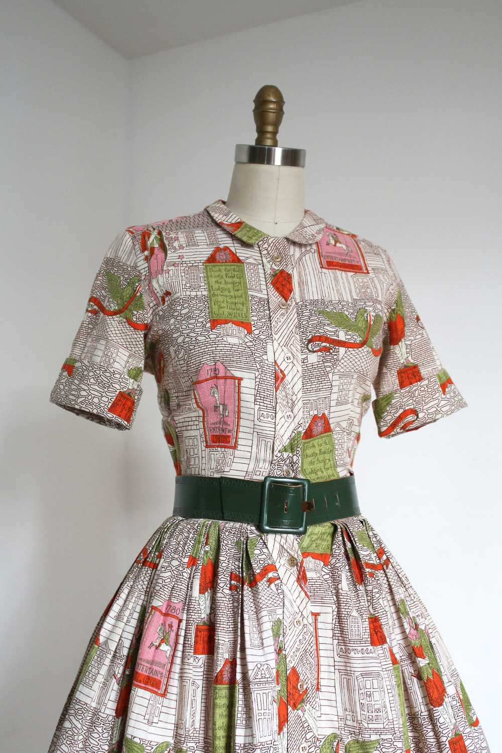 vintage 1950s novelty shirtwaist dress {xxs} - image 3