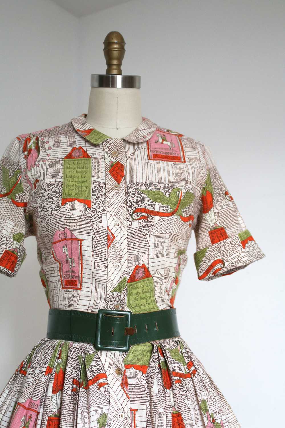 vintage 1950s novelty shirtwaist dress {xxs} - image 4