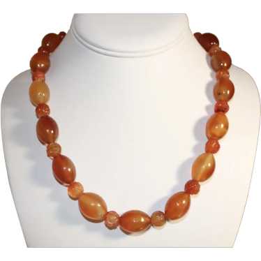 Fire Red Oval Carnelian Necklace