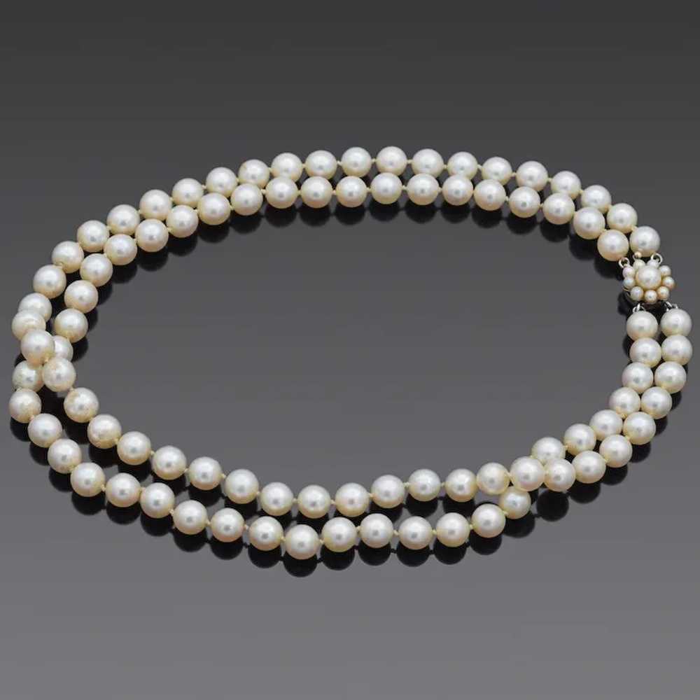 Vintage 14K White Gold Sea Pearl Beaded Double-St… - image 2