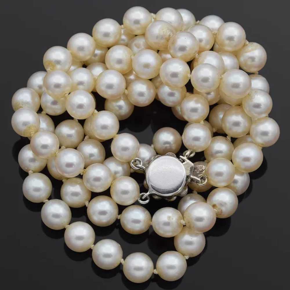 Vintage 14K White Gold Sea Pearl Beaded Double-St… - image 3