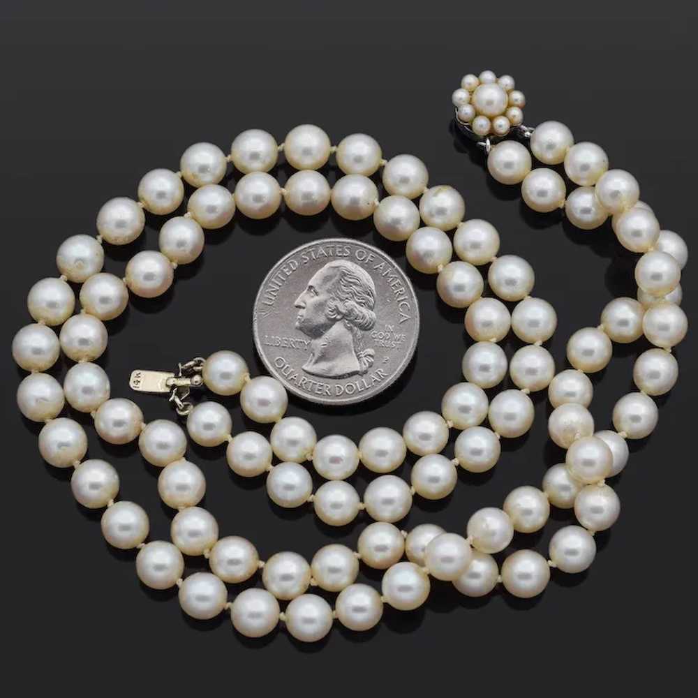 Vintage 14K White Gold Sea Pearl Beaded Double-St… - image 4