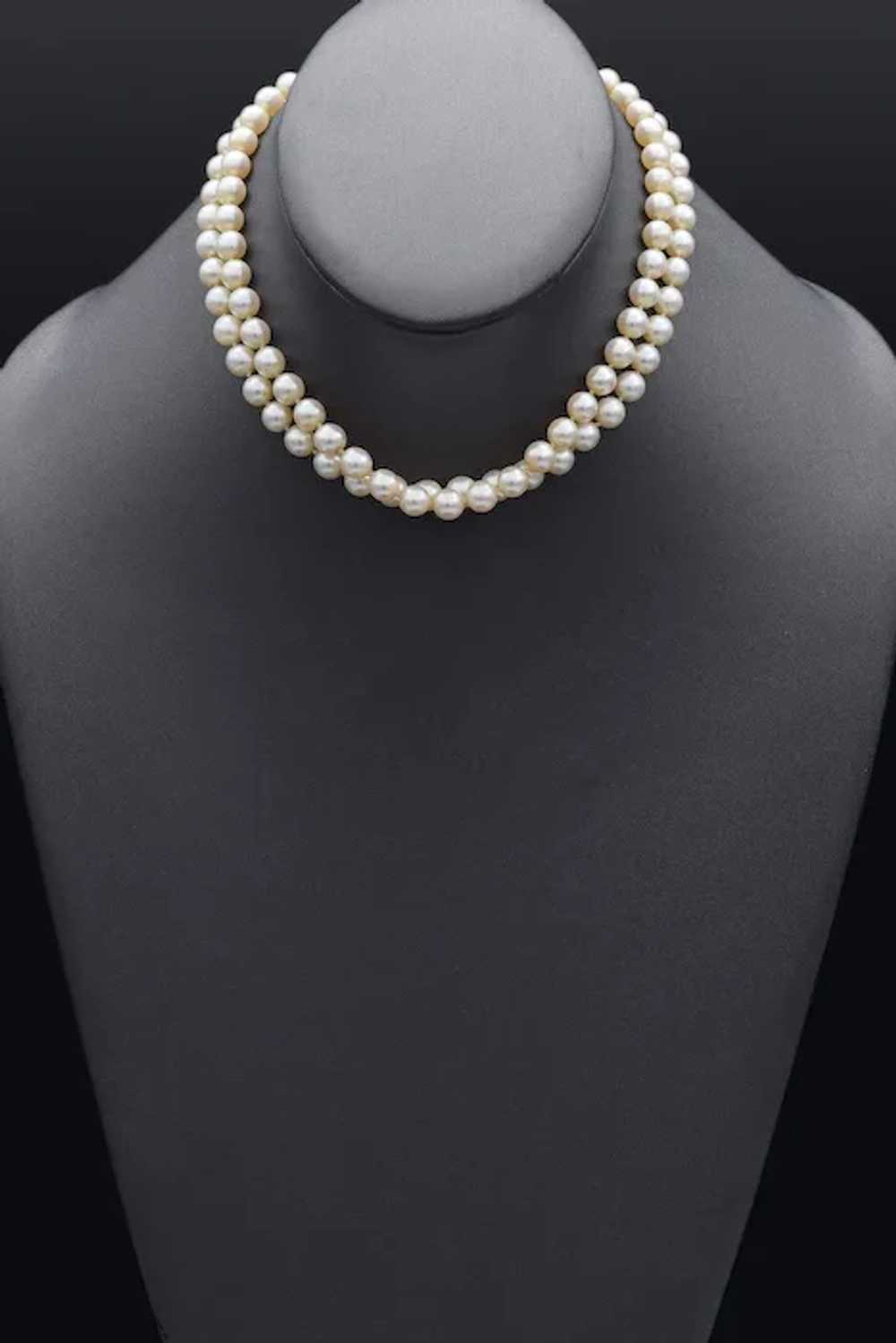 Vintage 14K White Gold Sea Pearl Beaded Double-St… - image 5