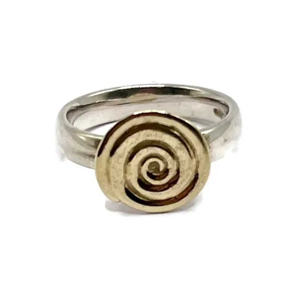 Sterling Silver Spiral Modernist Design Ring - image 2