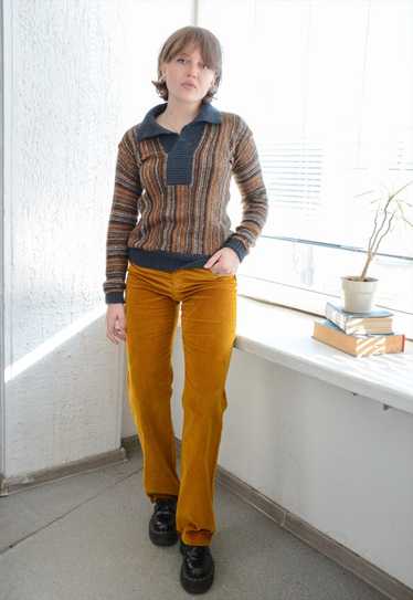 Vintage 70's Multicolour Striped Knitted Wool Jum… - image 1