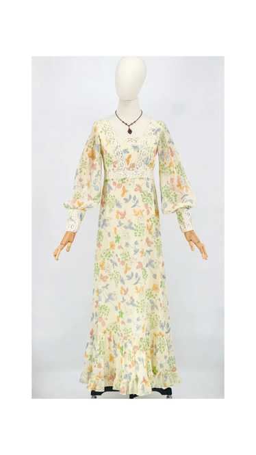 1970's Sylvia Ann Prairie Dress with Lace and Ruff