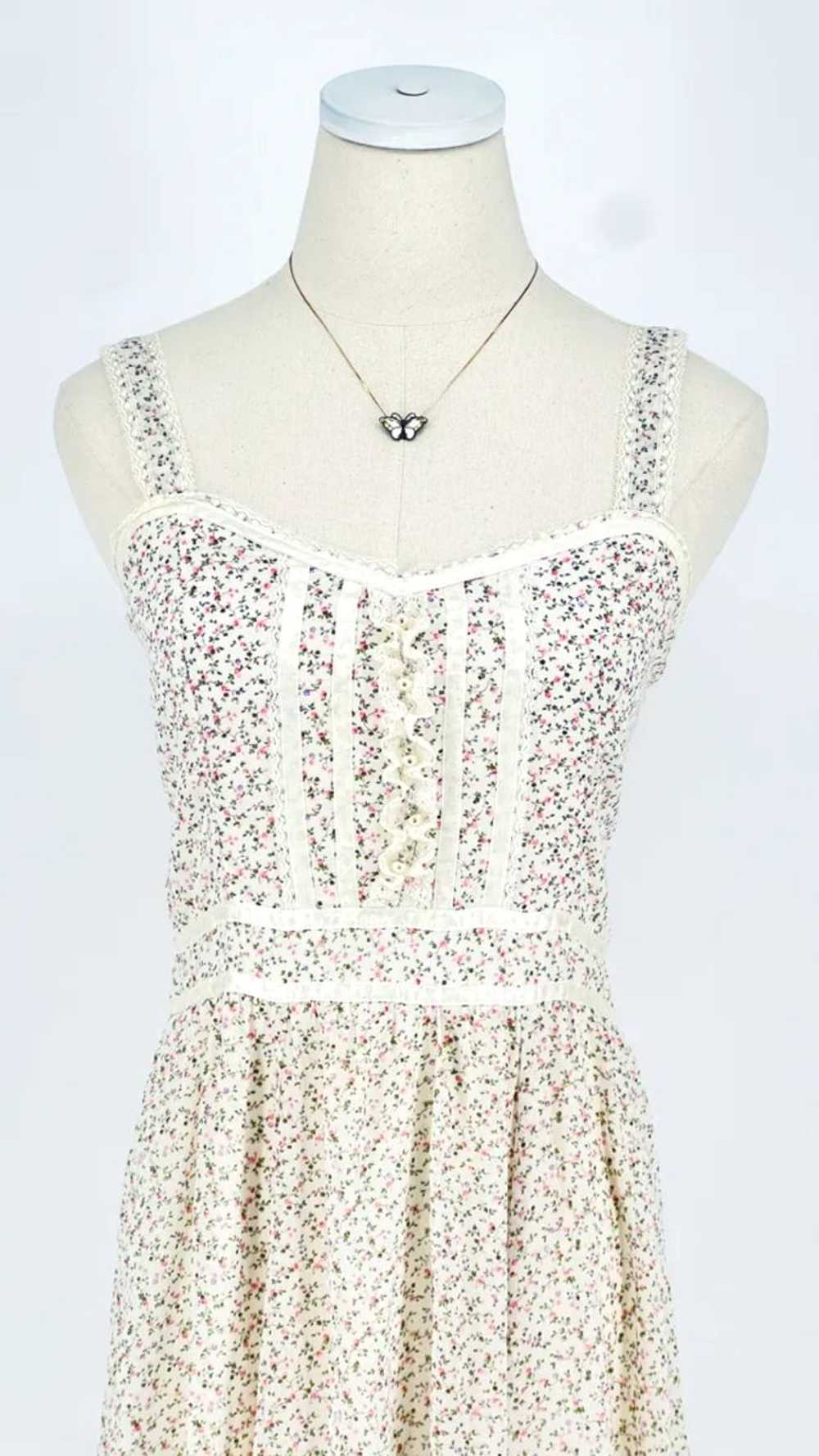 1970's Gunne Sax Pastel Floral Maxi Dress - image 2