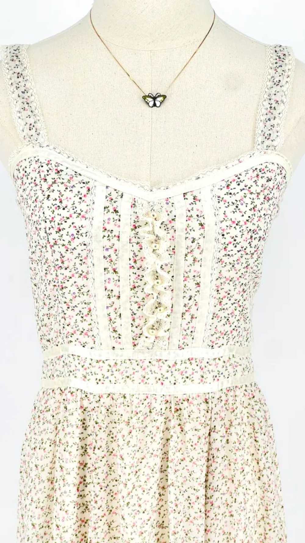 1970's Gunne Sax Pastel Floral Maxi Dress - image 3