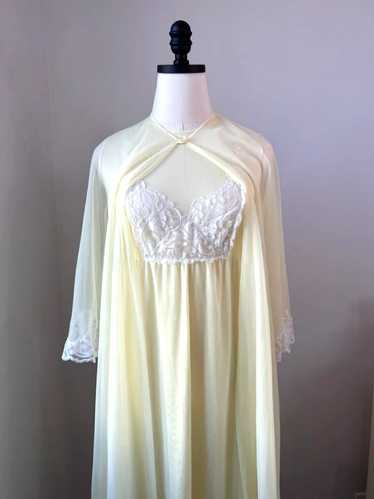 1970's Cahill Lingerie, Pastel Yellow Silky Chiffo