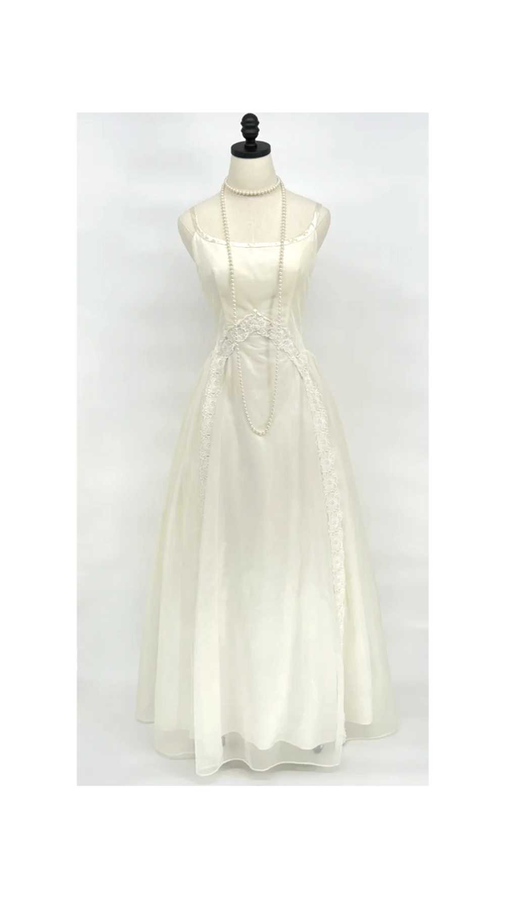 1950's Emma Domb Wedding Gown in Ivory Chiffon and Sa… - Gem