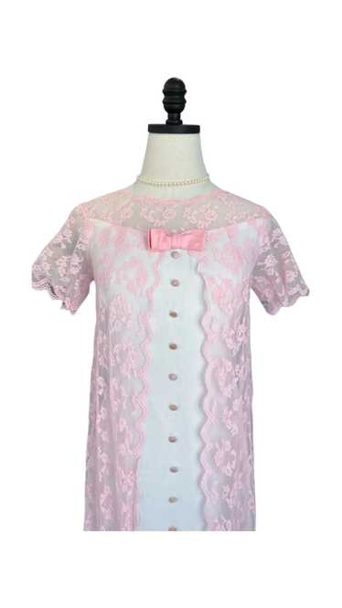 1960's Super Sweet Bubblegum Pink Lace over top of