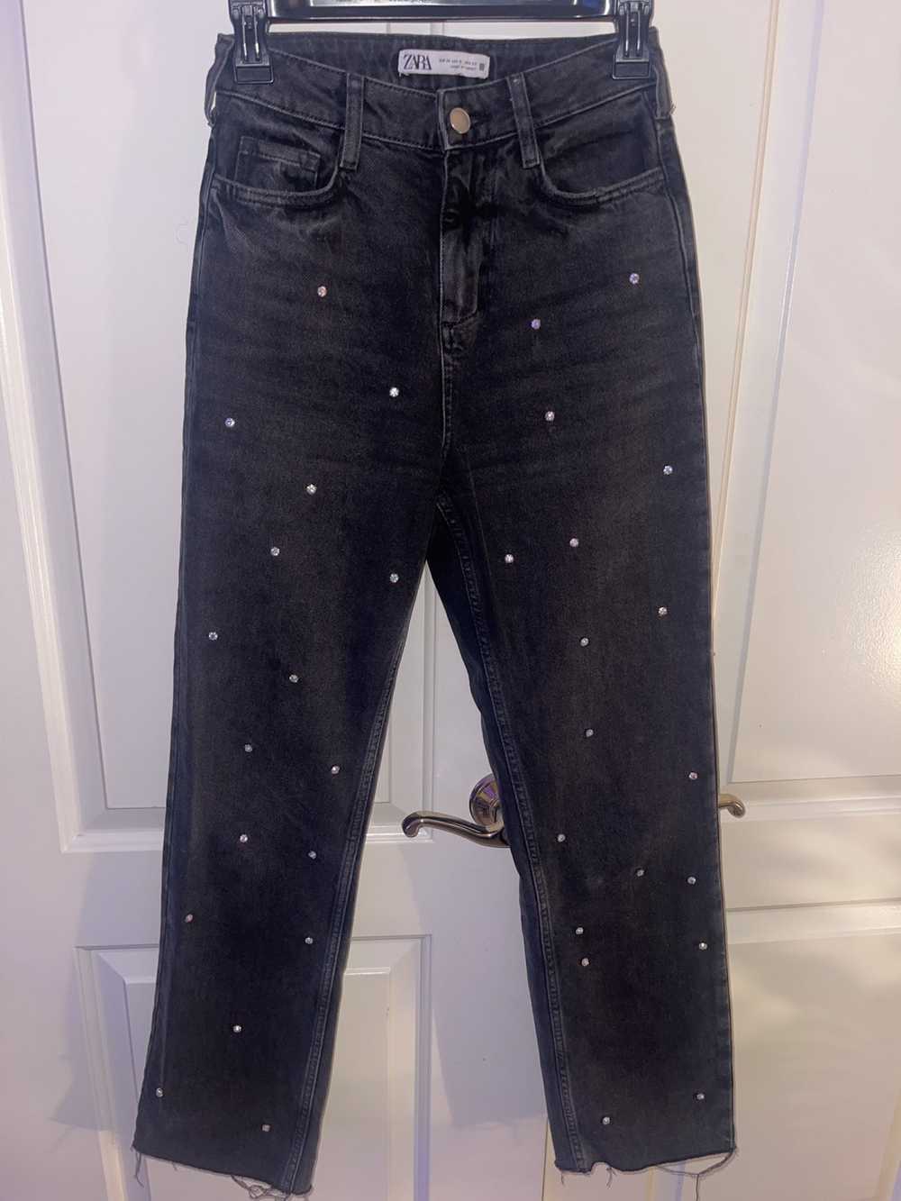 Zara Zara rhinestone straight leg jean - image 6