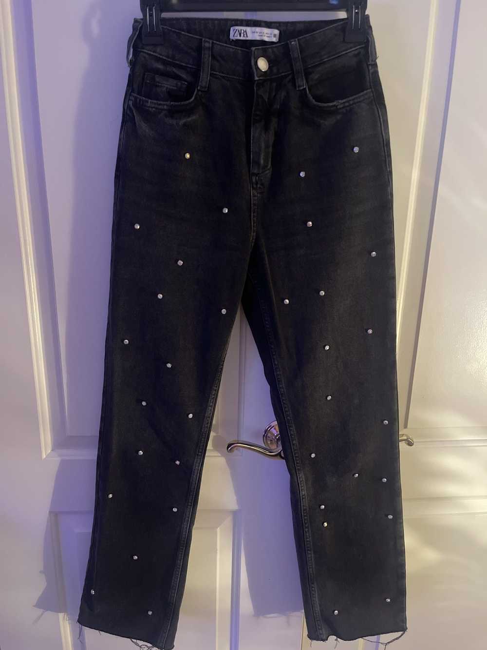 Zara Zara rhinestone straight leg jean - image 7