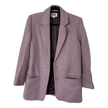 Emporio Armani - Chevron Bouclé Wool Jacket with Passementerie Buttons, 90% Wool 5% Cotton 5% Polyamide, Fuchsia, Size: 36