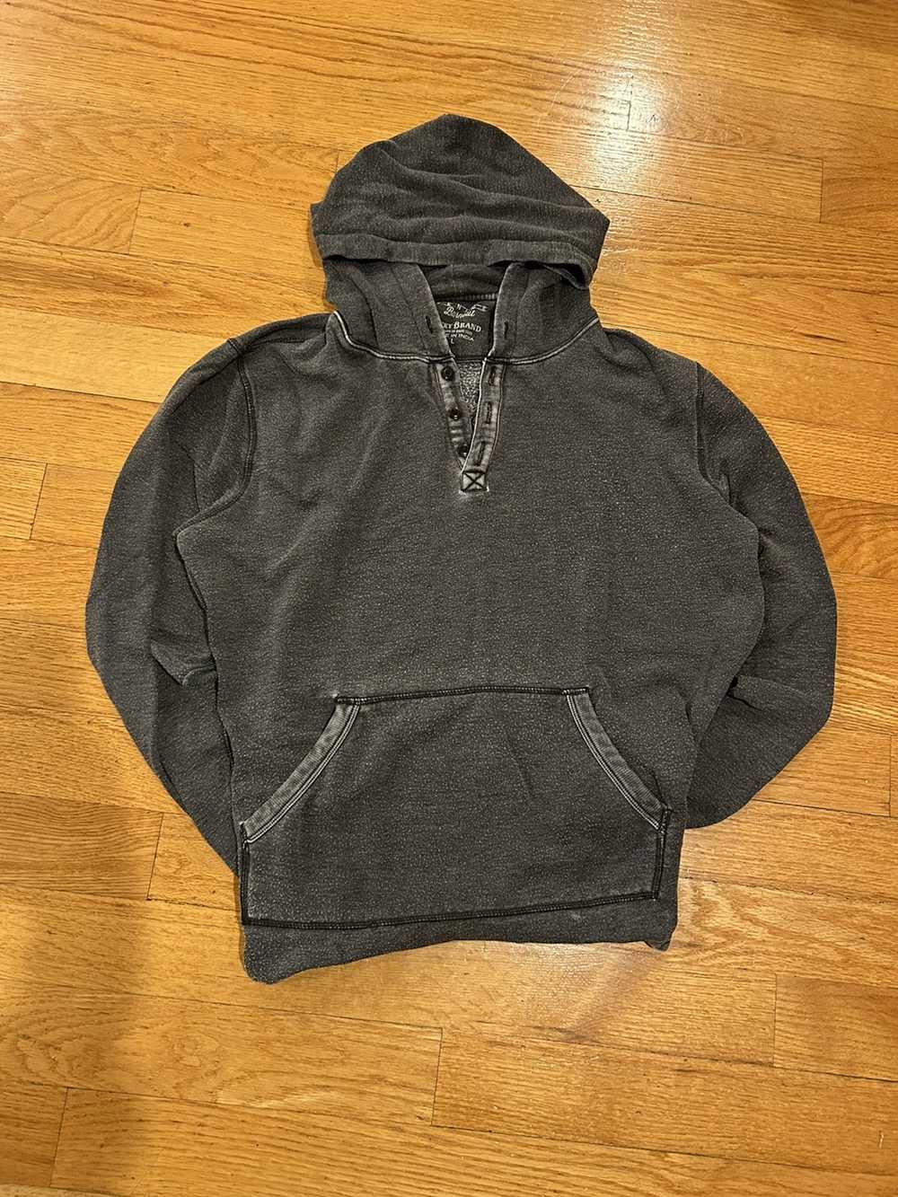 Lucky Brand Grey/Washed Black Light Hoodie Distre… - image 1