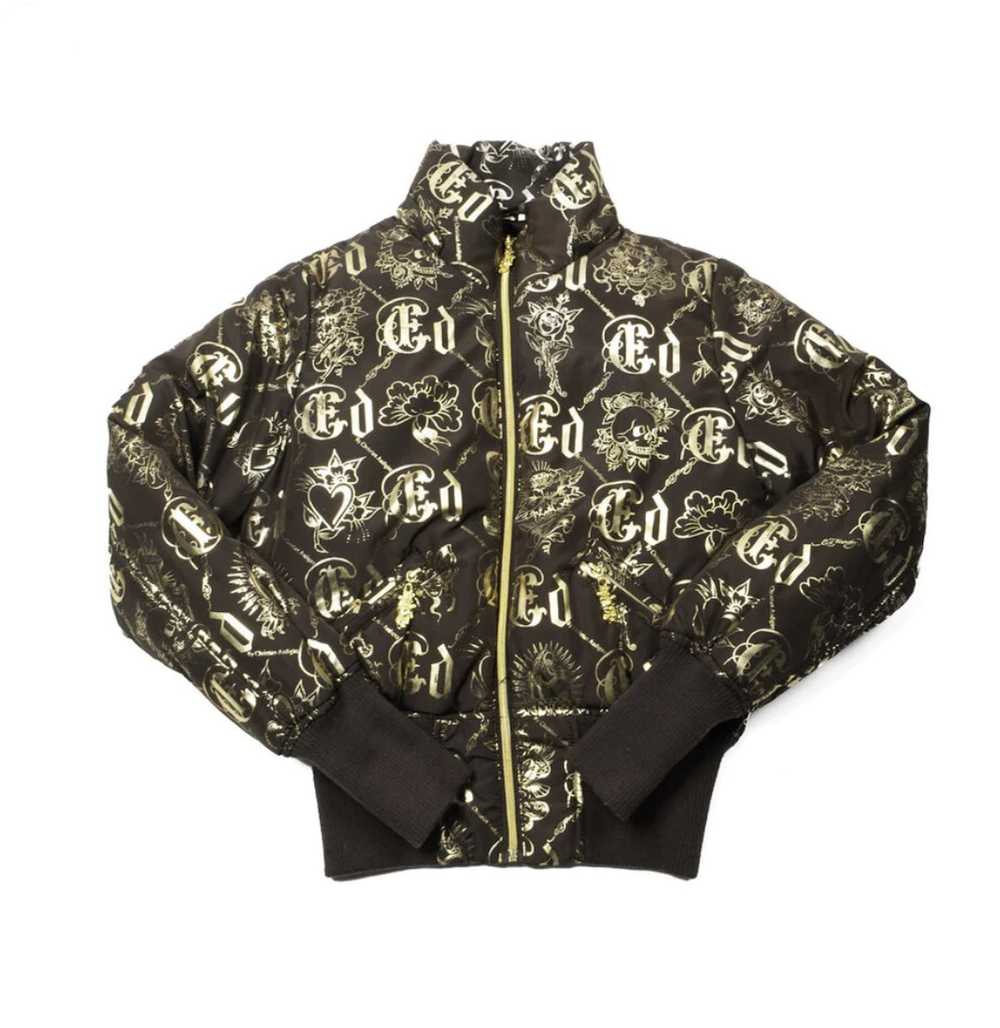 Ed Hardy Ed Hardy Cropped Monogram Bomber Jacket - image 1