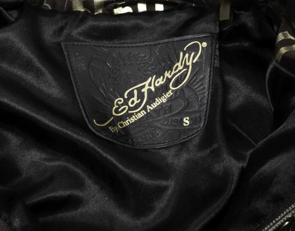 Ed Hardy Ed Hardy Cropped Monogram Bomber Jacket - image 4