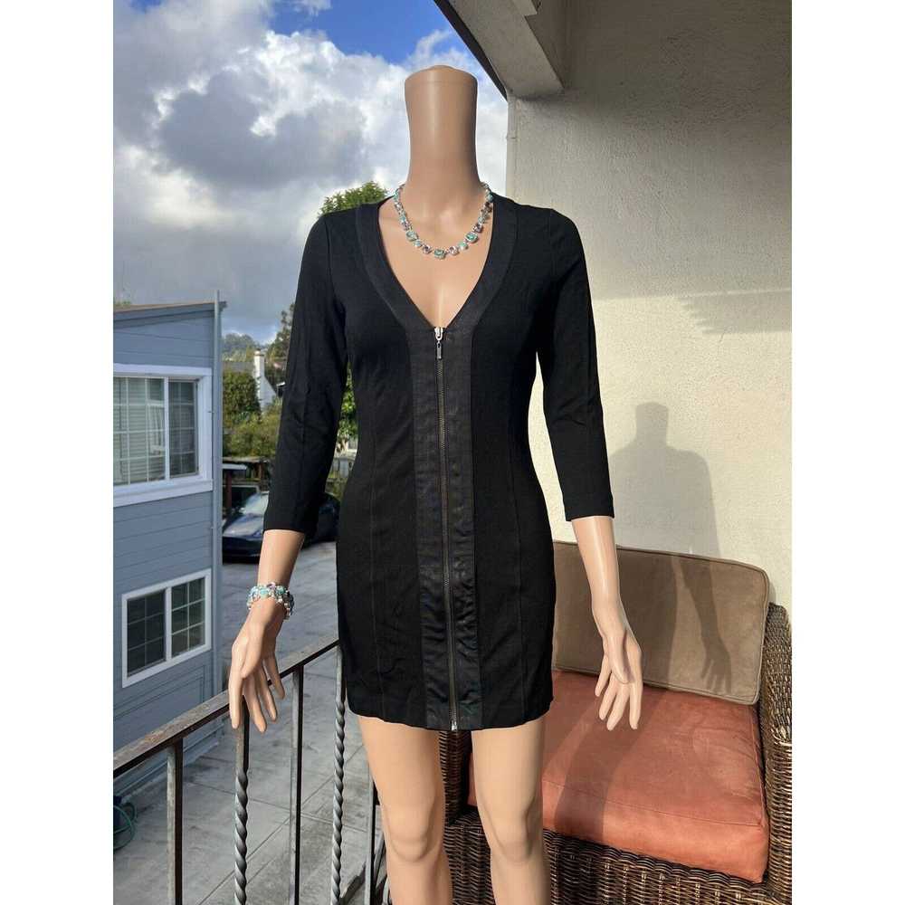Bebe Bebe Black Mini Dress Long Sleeve Deep V Nec… - image 1