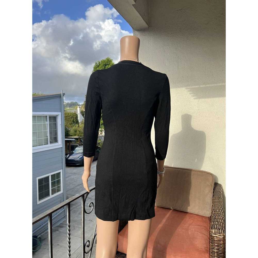Bebe Bebe Black Mini Dress Long Sleeve Deep V Nec… - image 3