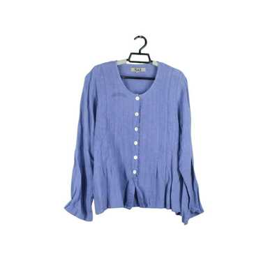 flax Flax Pleated Detail Long Sleeve Button Down T