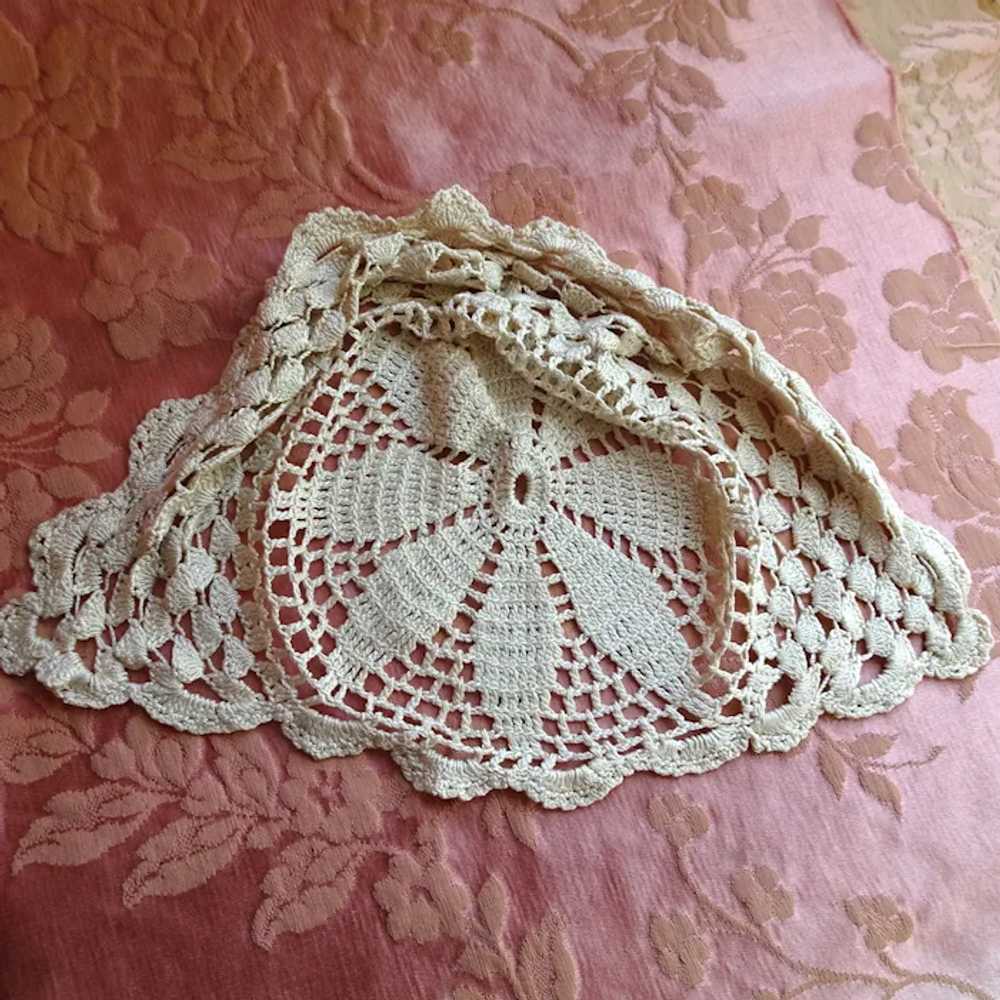 ANTIQUE Silk Lace Baby Cap Bonnet, Intricate Hand… - image 3