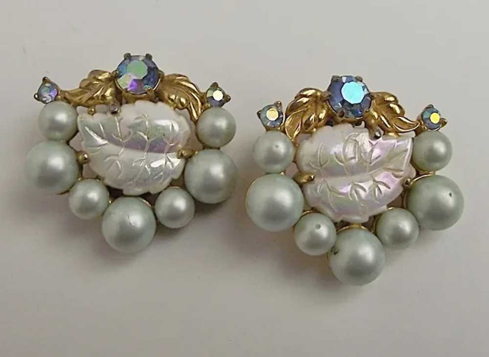 Vintage Schiaparelli Pair of Clip Earrings Blue P… - image 2