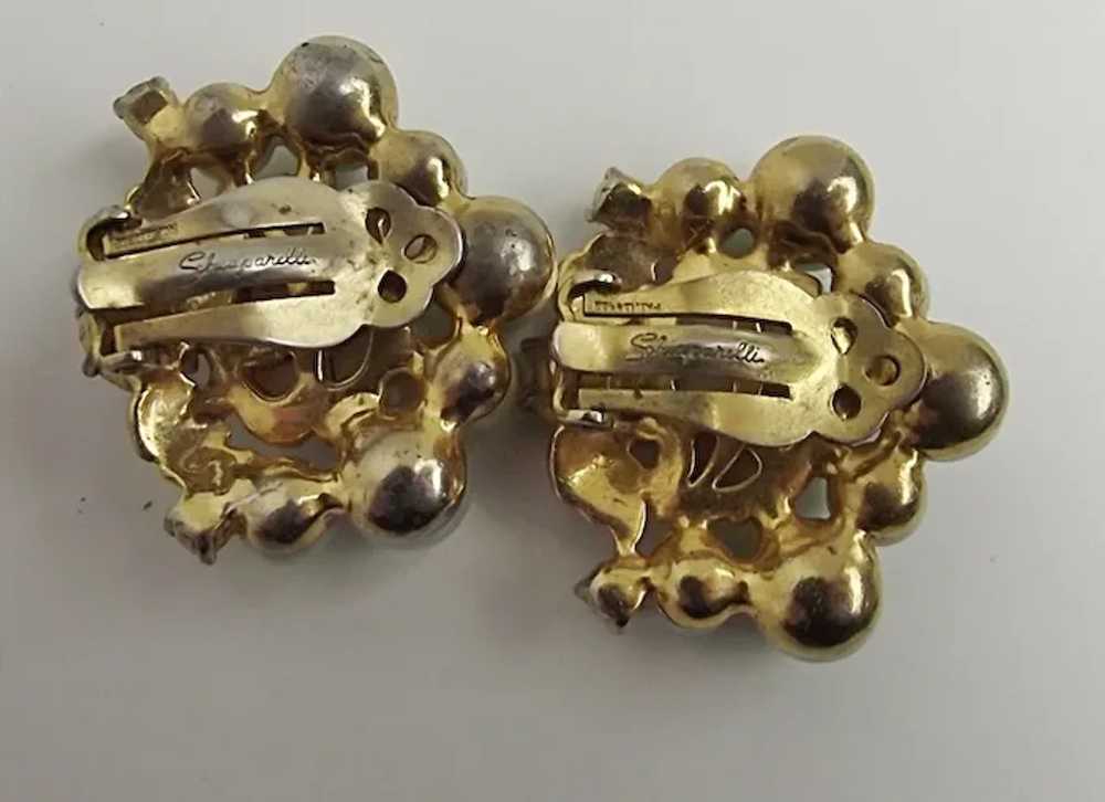 Vintage Schiaparelli Pair of Clip Earrings Blue P… - image 4