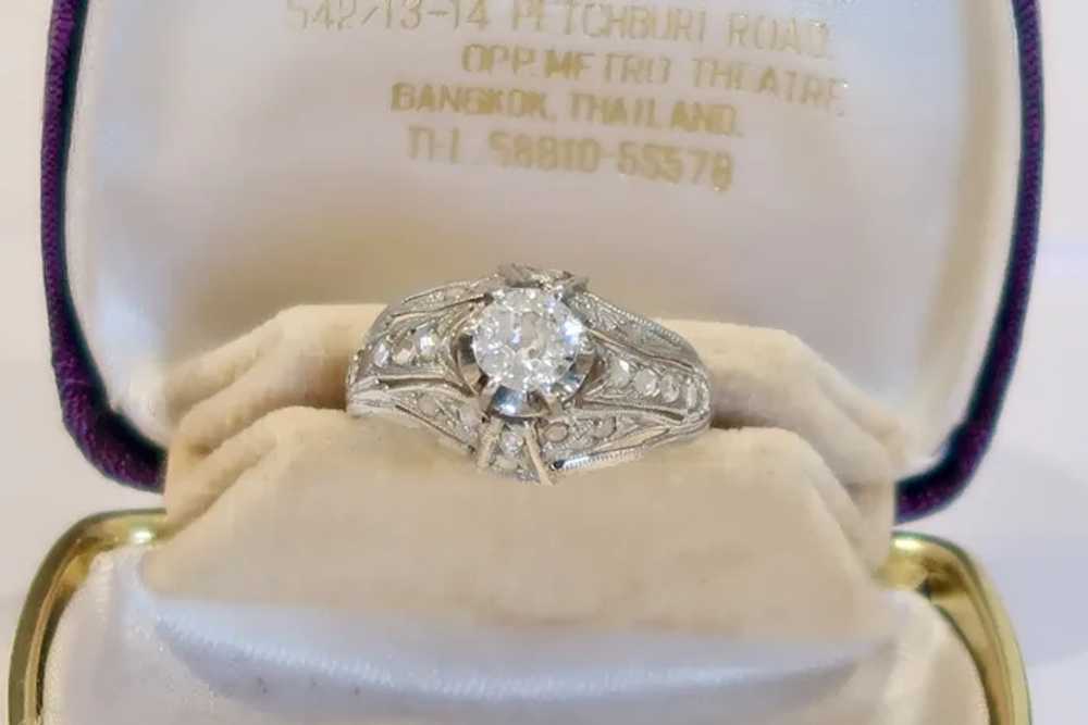 Art Deco 1.00ct Old Mine Cut Diamond With .50ct R… - image 2
