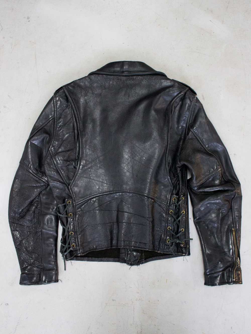 1980's Branded of Queens W-Style Black Cowhide Mo… - image 2