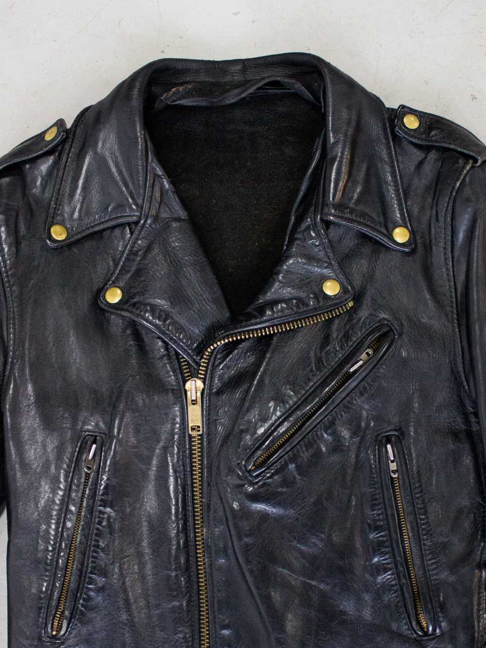 1980's Branded of Queens W-Style Black Cowhide Mo… - image 3