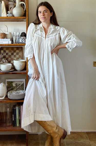 Edwardian Embroidered Dress - White Windowpane