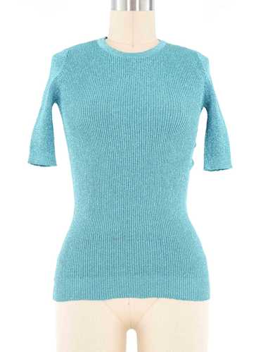 Yves Saint Laurent Turquoise Lurex Ribbed Top