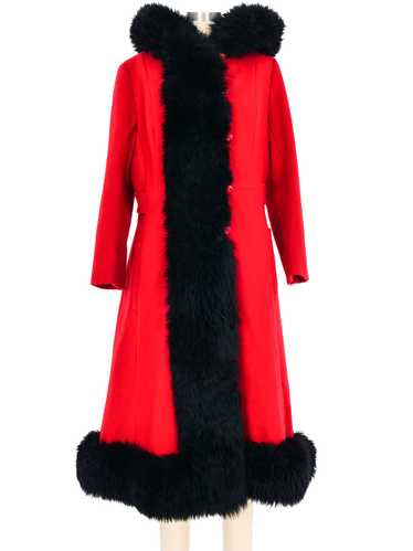 1960s Crimson Faux Fur Trimmed Princess Coat