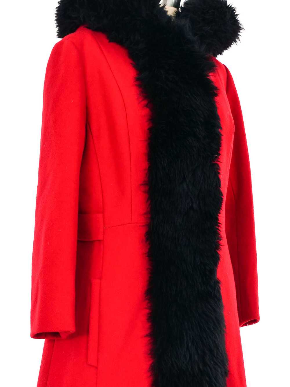 1960s Crimson Faux Fur Trimmed Princess Coat - image 2