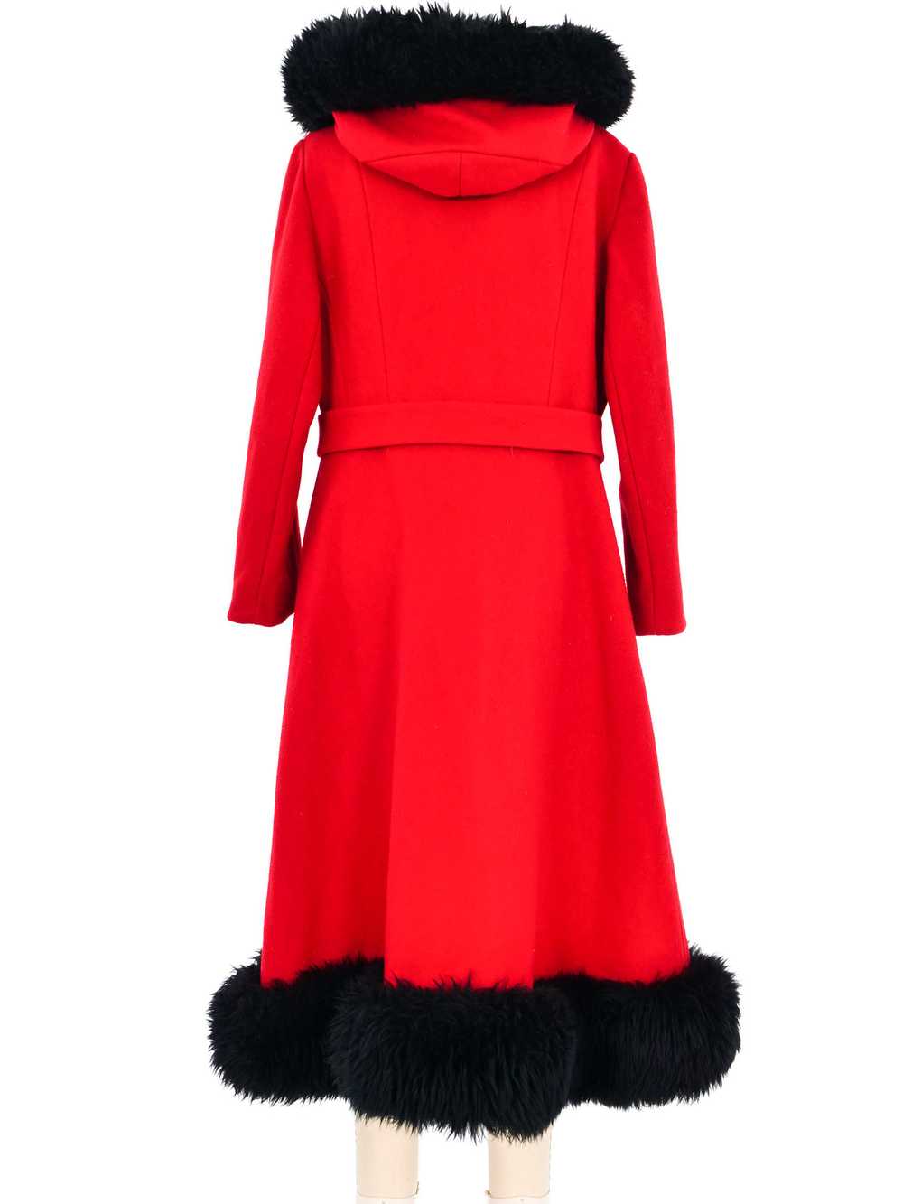 1960s Crimson Faux Fur Trimmed Princess Coat - image 4