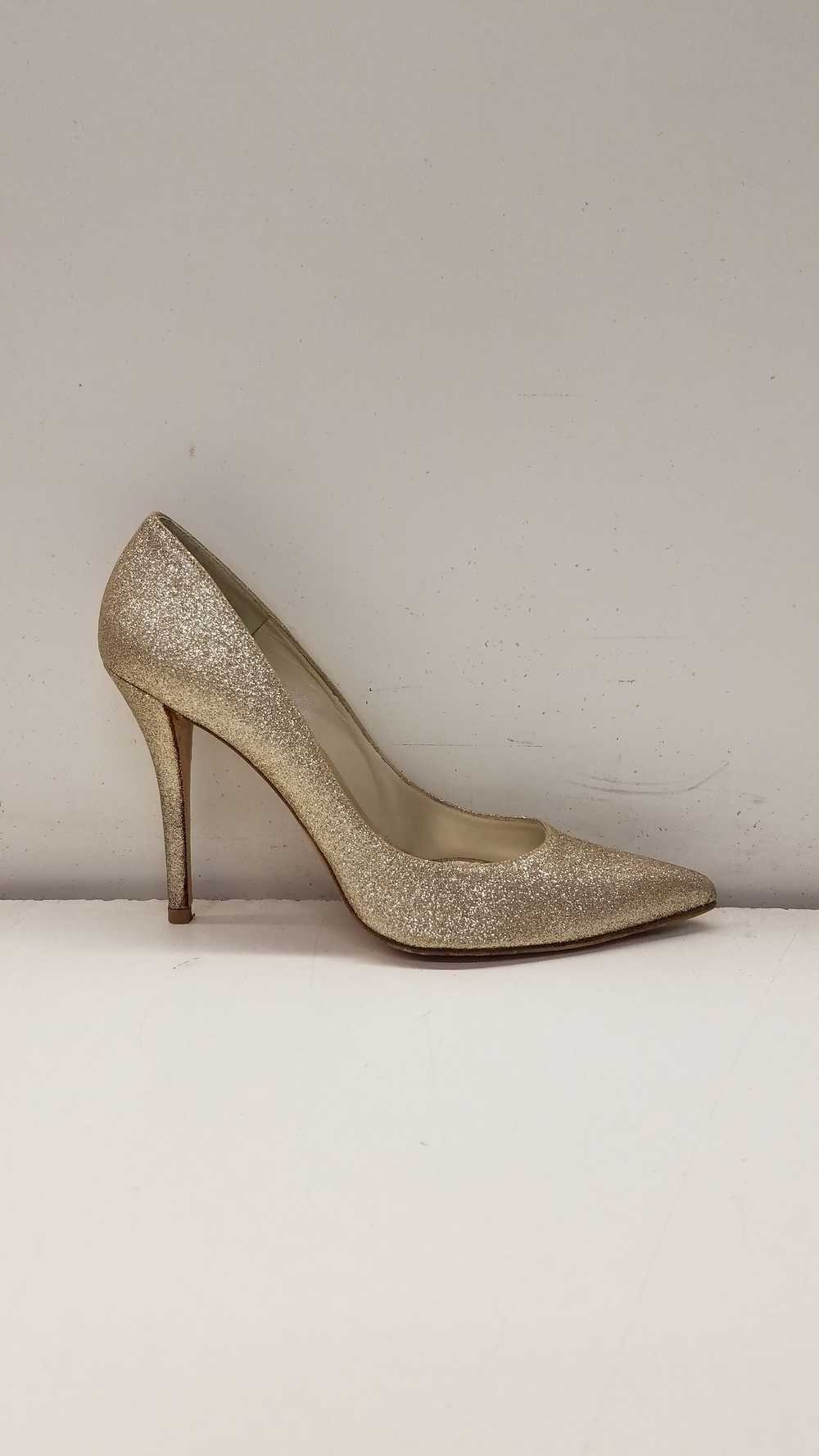 Stuart Weitzman Anny Glitter Pumps Gold 9.5 - image 1