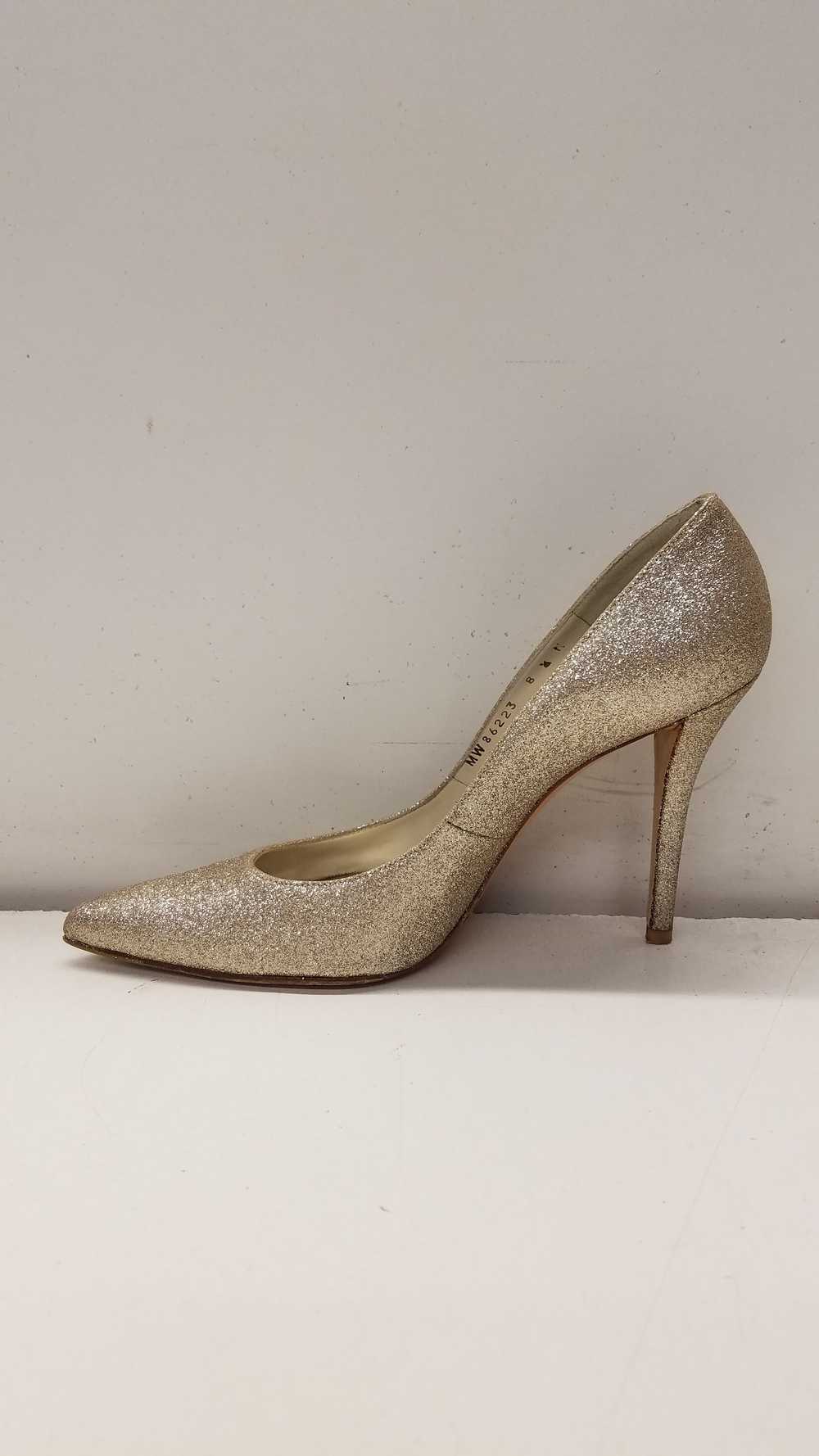 Stuart Weitzman Anny Glitter Pumps Gold 9.5 - image 2