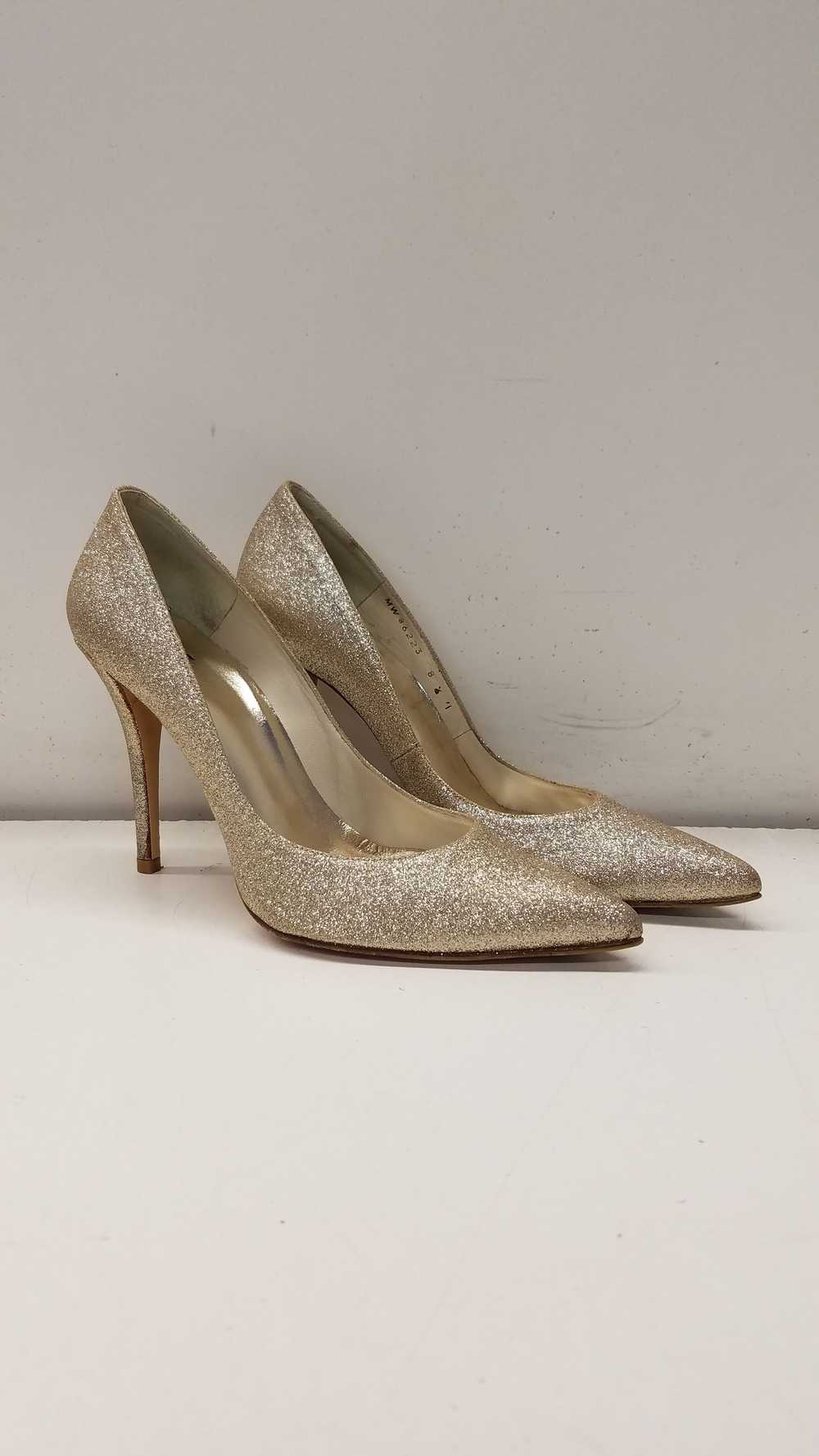 Stuart Weitzman Anny Glitter Pumps Gold 9.5 - image 3